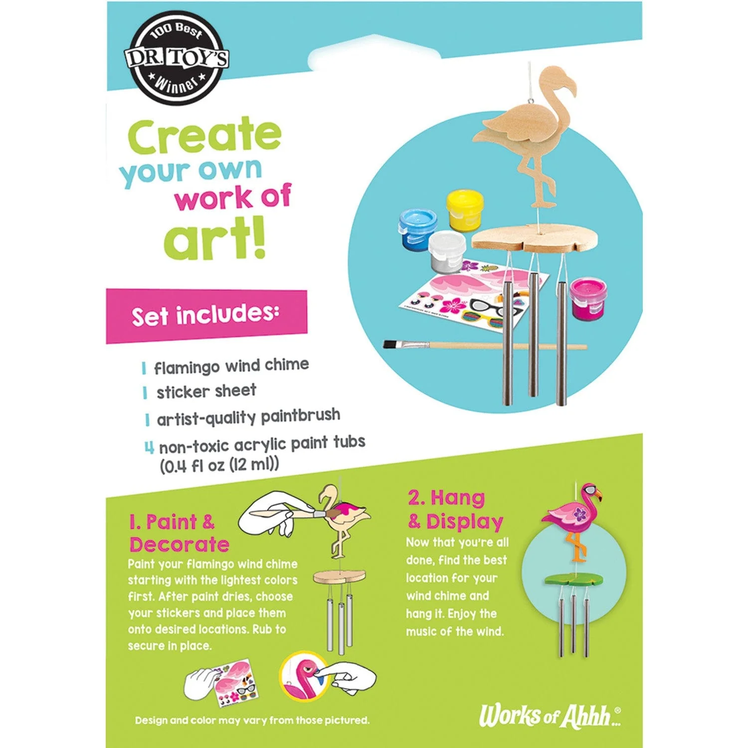 Flamingo Wind Chime Wood Craft & Paint Kit - Image 3