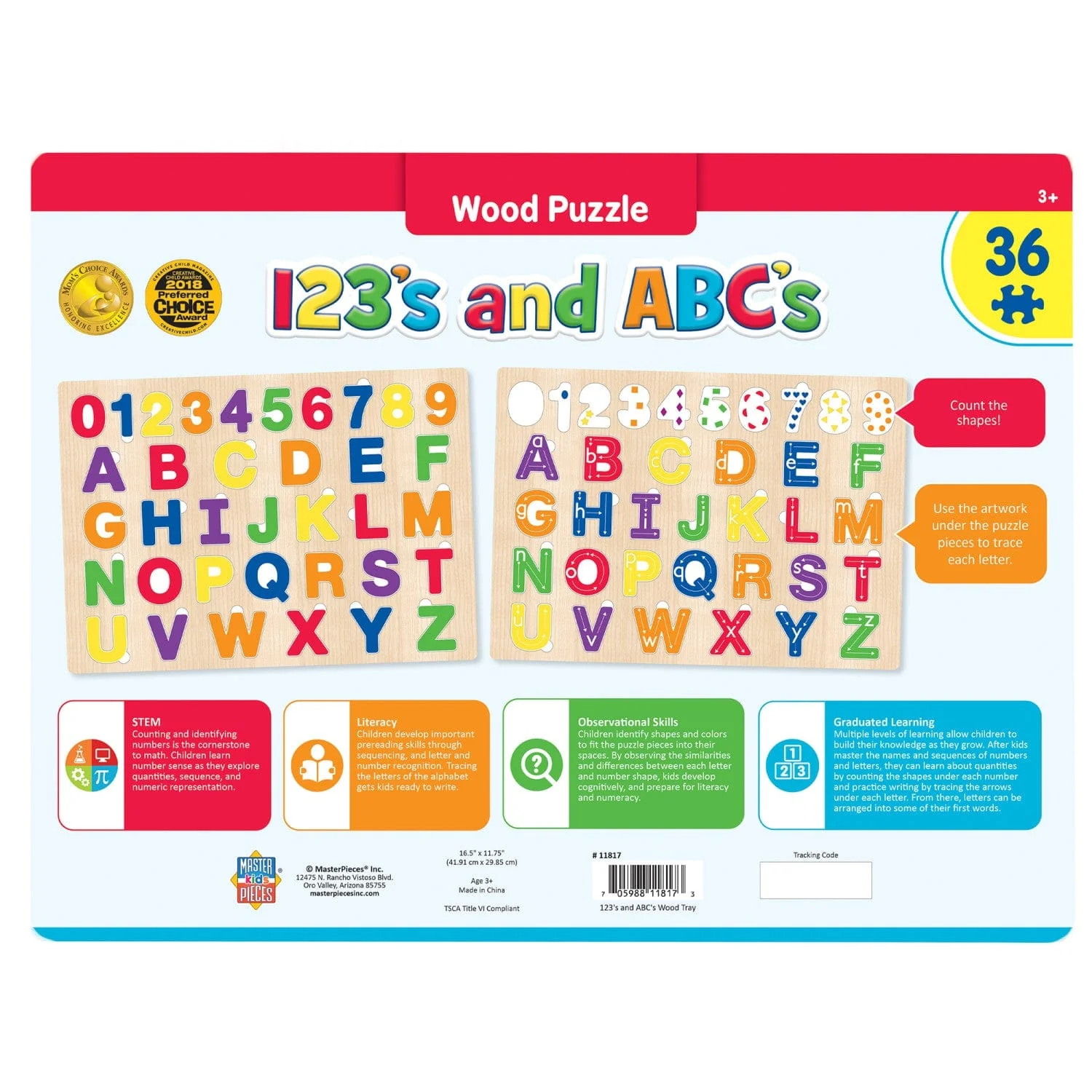 123's and ABC's - 36 Piece Wood Jigsaw Puzzle - Image 3