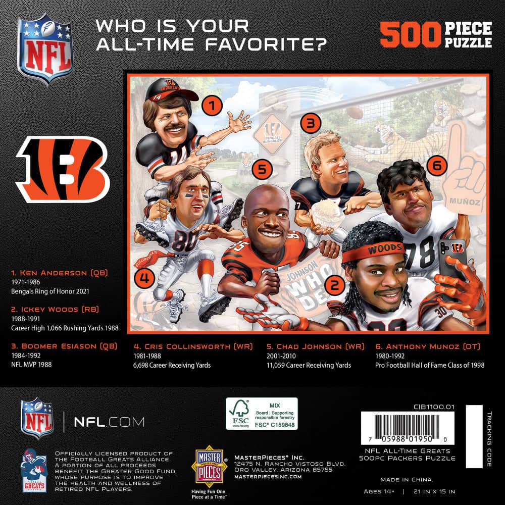 Cincinnati Bengals - All Time Greats 500 Piece Jigsaw Puzzle - Image 3