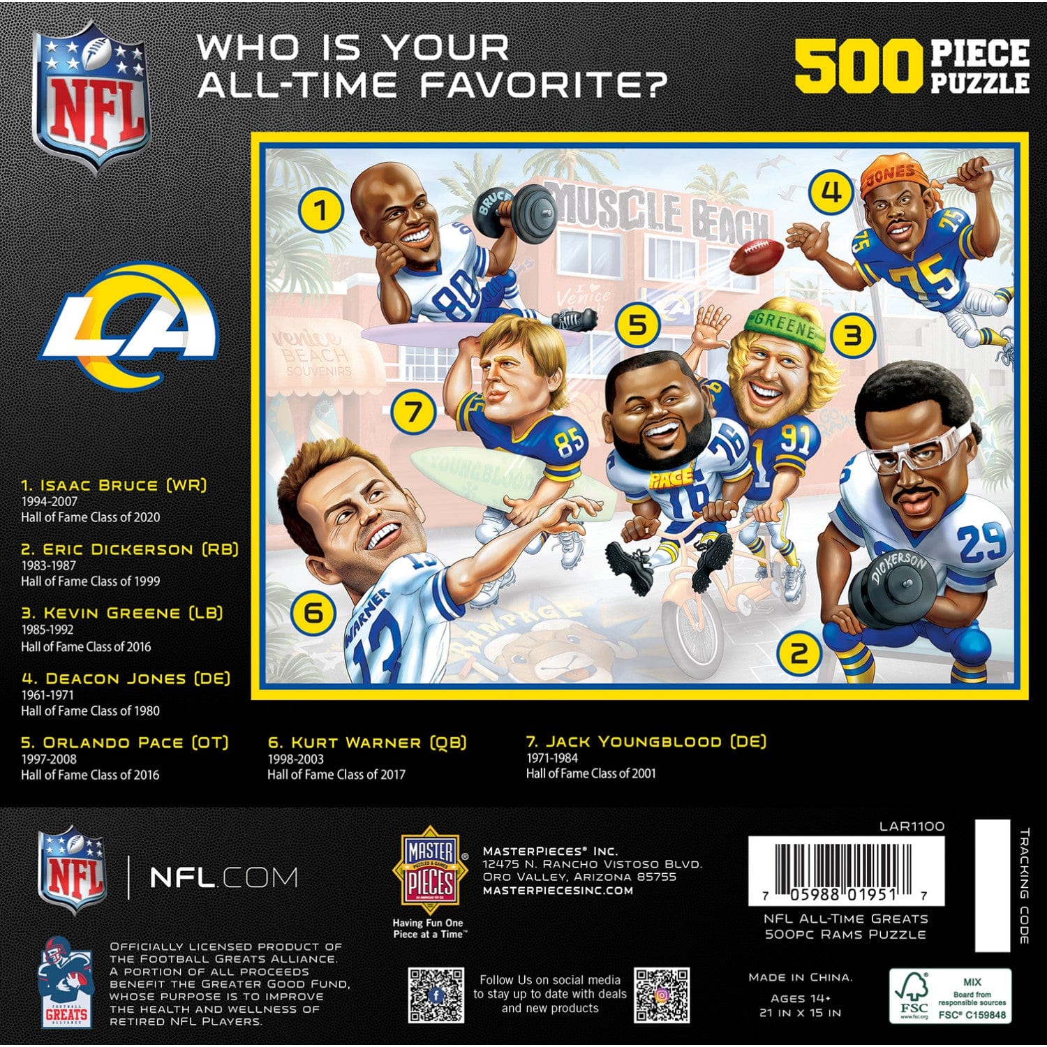 Los Angeles Rams - All Time Greats 500 Piece Jigsaw Puzzle - Image 3