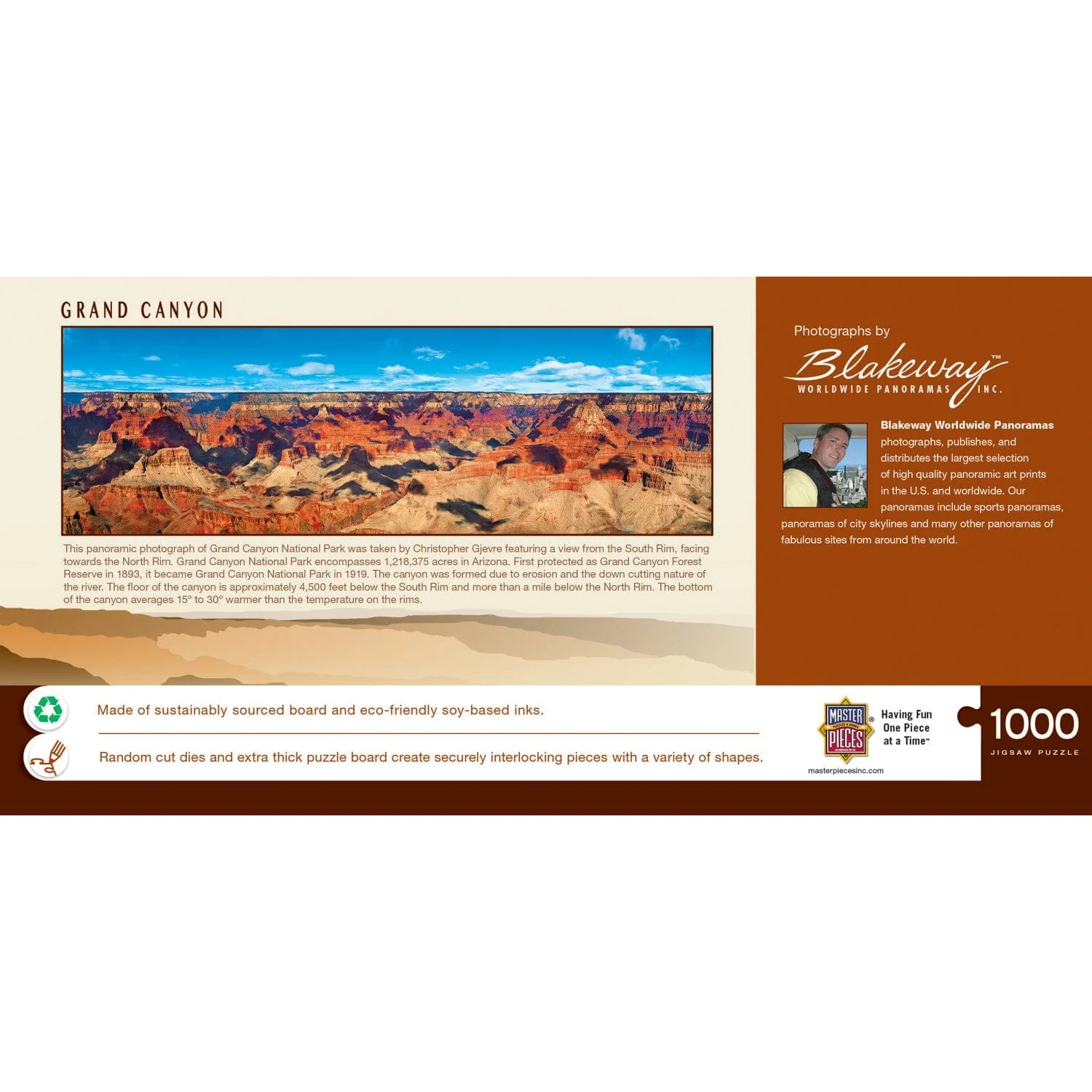 Grand Canyon, Arizona 1000 Piece Panoramic Jigsaw Puzzle - Image 3