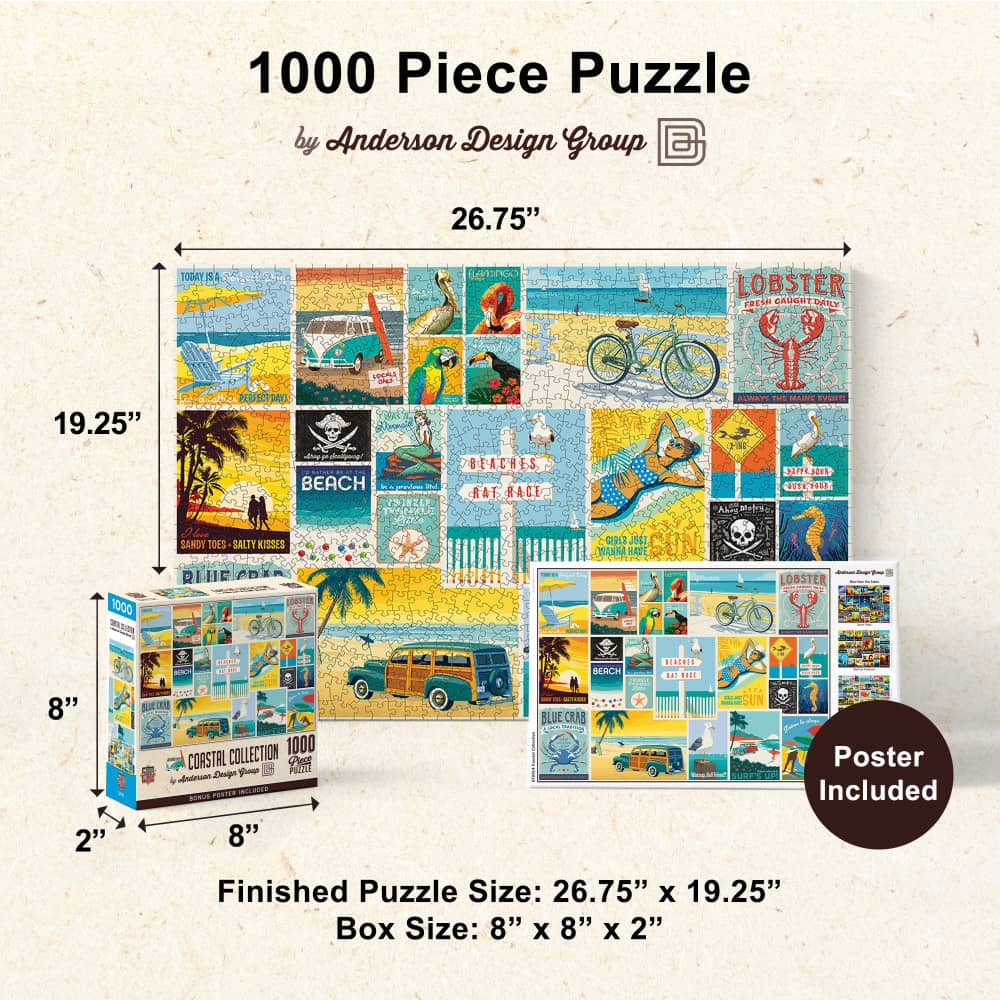 Vintage Posters - Coastal Collection 1000 Piece Jigsaw Puzzle - Image 5