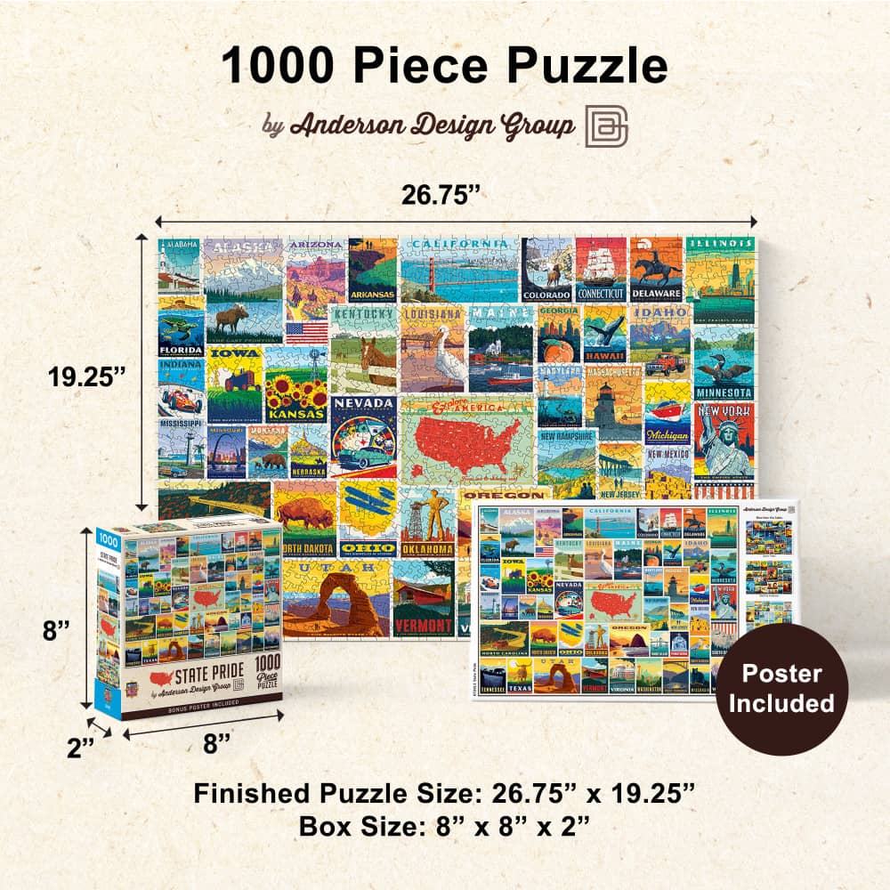 Vintage Posters - State Pride 1000 Piece Jigsaw Puzzle - Image 5