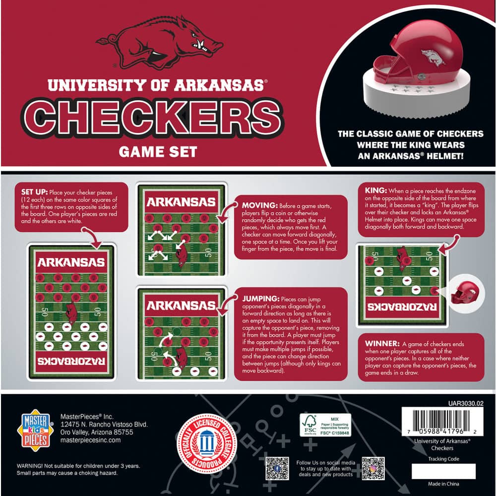 Arkansas Razorbacks Checkers Board Game - Image 3