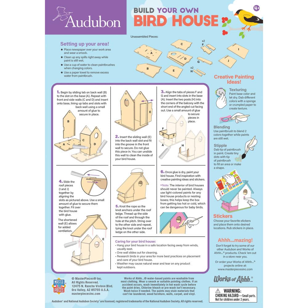 Audubon - Bird House Buildable Wood Craft & Paint Kit - Image 4