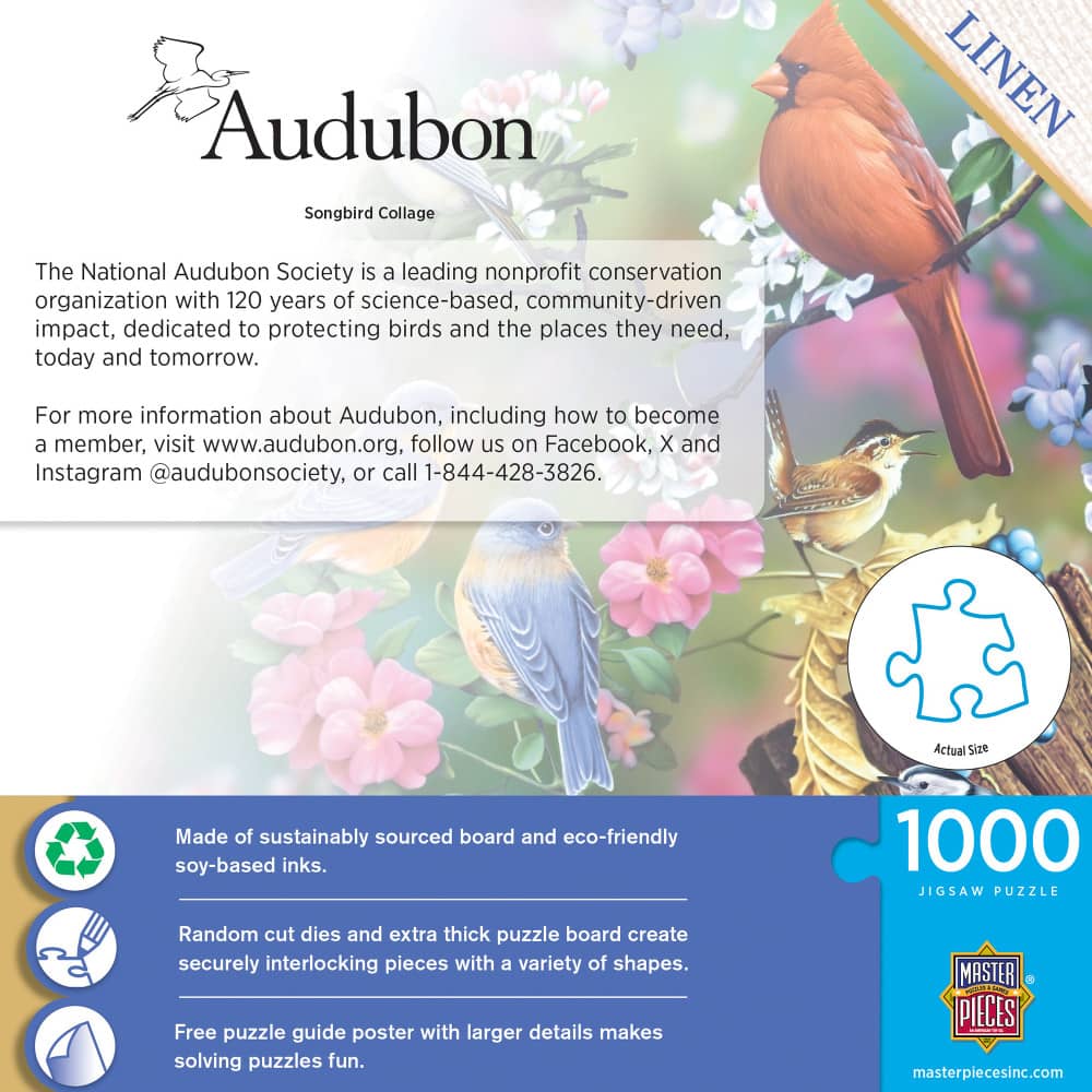 Audubon - Songbird Collage 1000 Piece Jigsaw Puzzle - Image 3