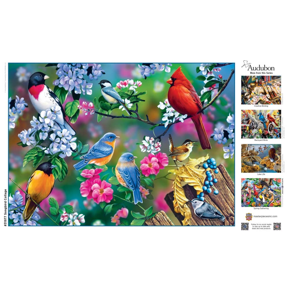 Audubon - Songbird Collage 1000 Piece Jigsaw Puzzle - Image 4