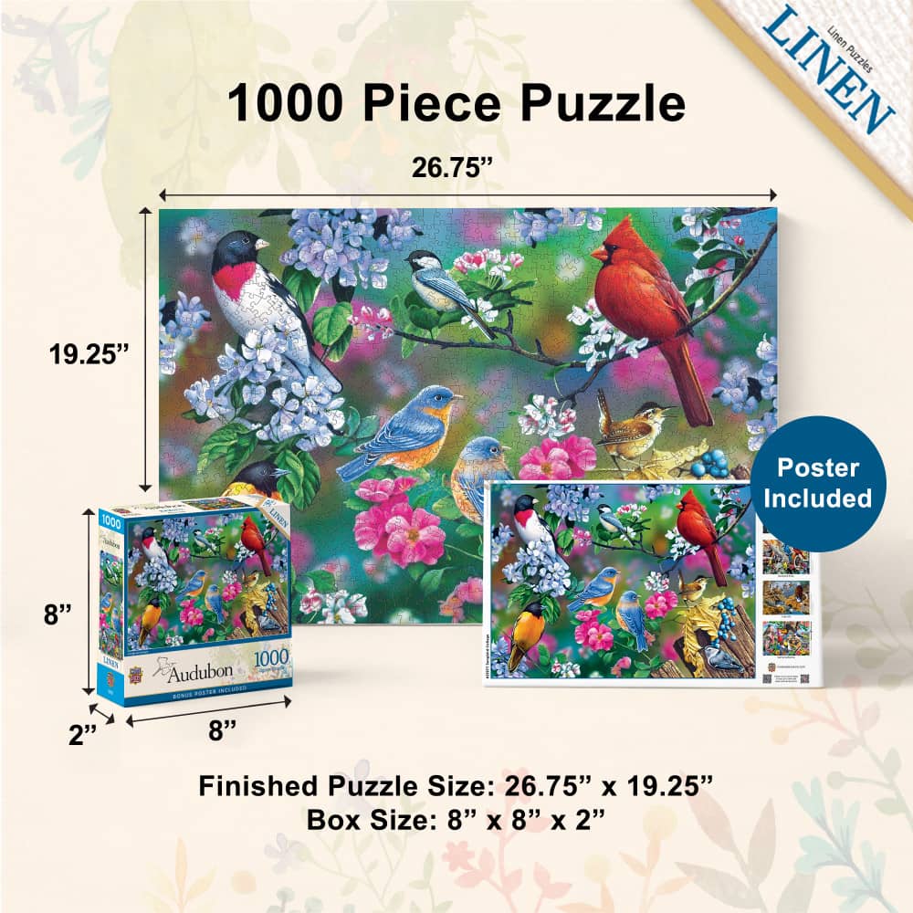 Audubon - Songbird Collage 1000 Piece Jigsaw Puzzle - Image 5