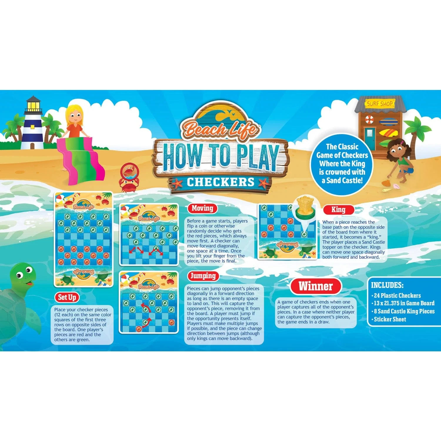 Beach Life Checkers Board Game - Image 3