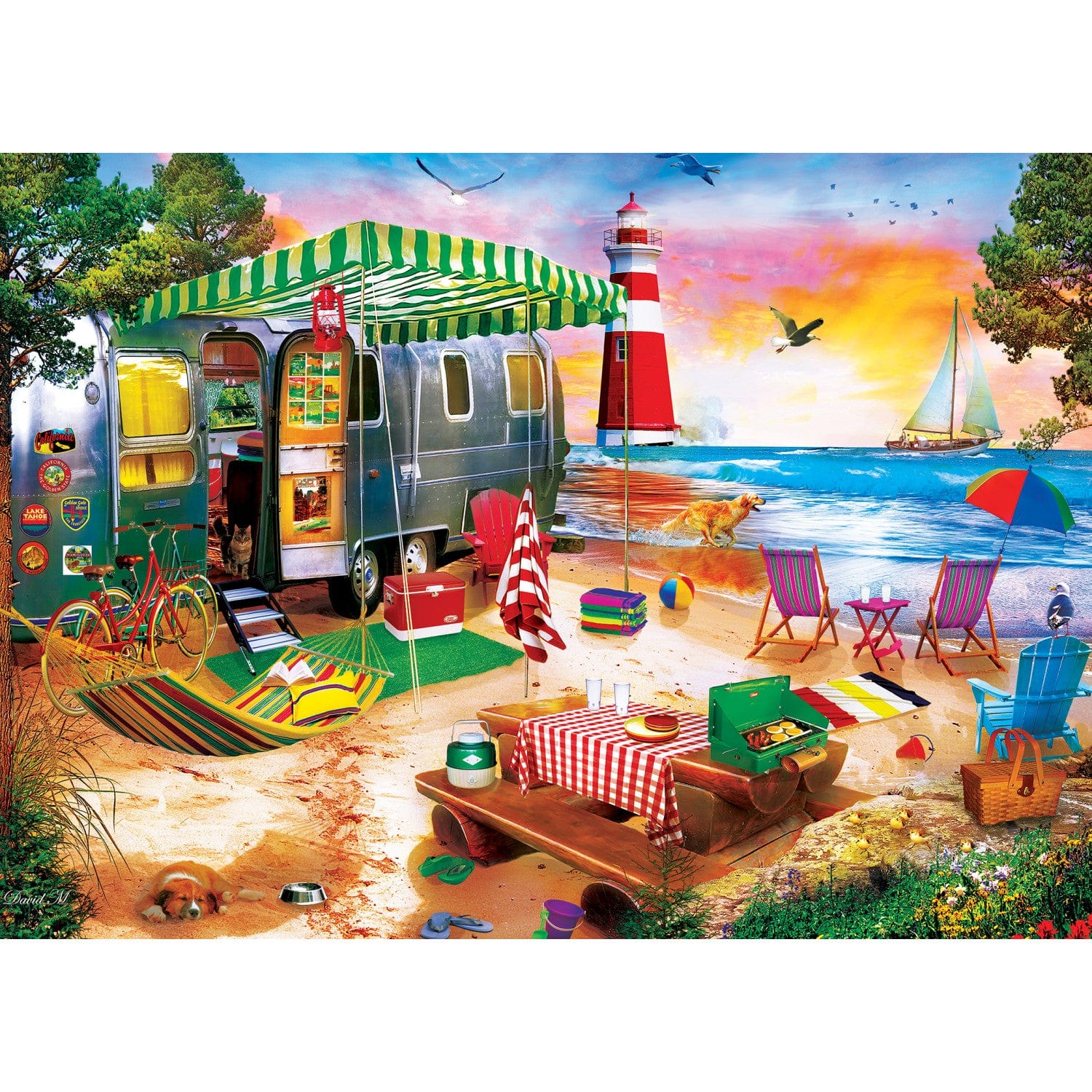 Beach Life - Oceanside Camping 1000 Piece Jigsaw Puzzle - Image 2