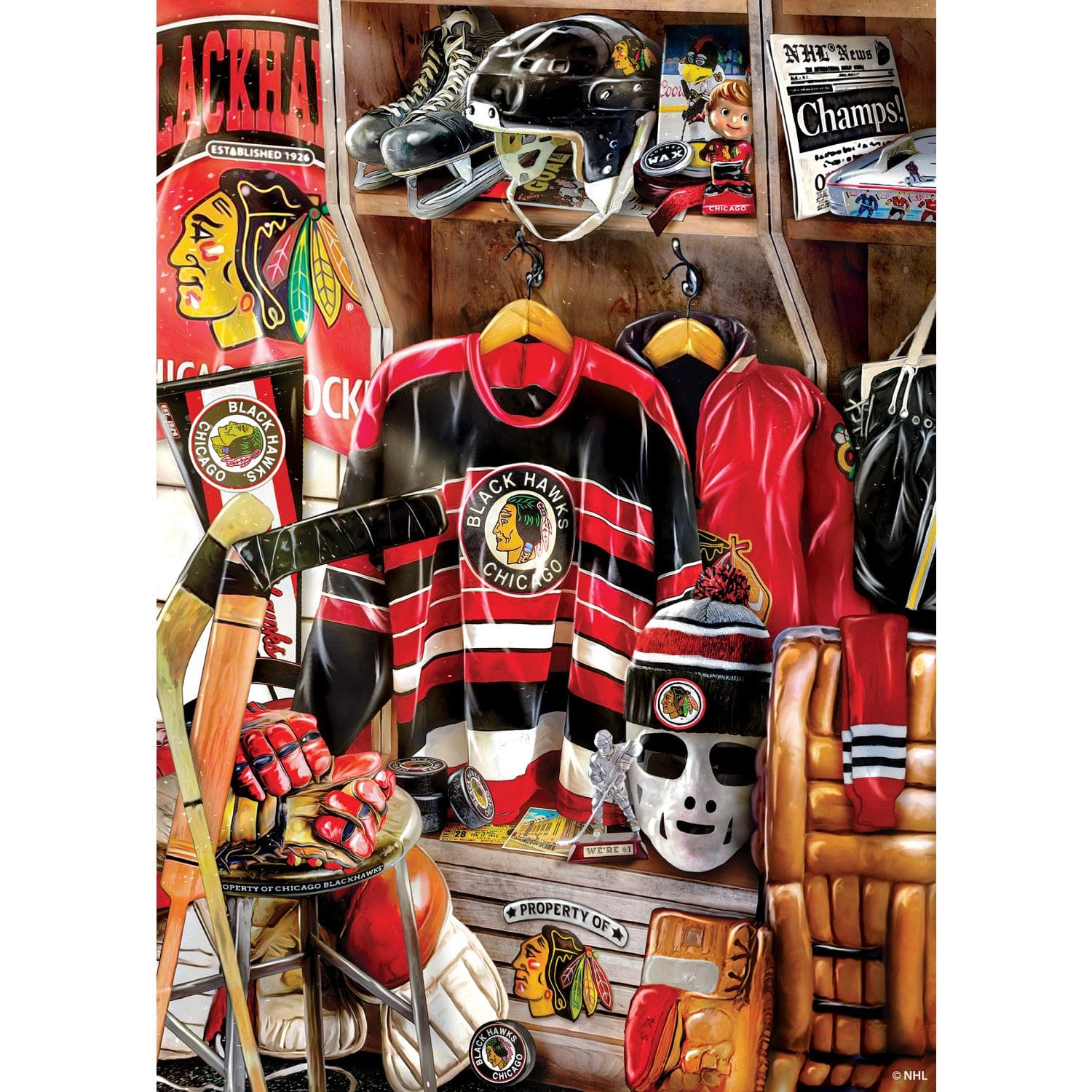 Chicago Blackhawks - Locker Room 500 Piece Jigsaw Puzzle - Image 2