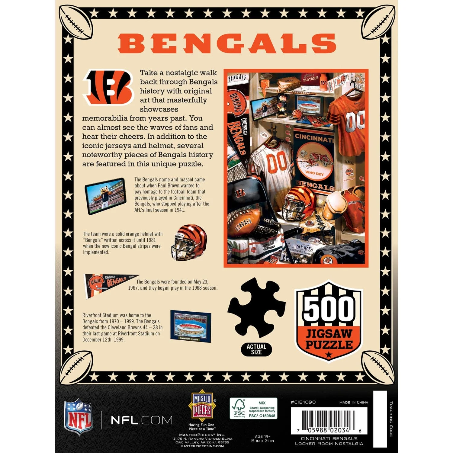 Cincinnati Bengals - Locker Room 500 Piece Jigsaw Puzzle - Image 3