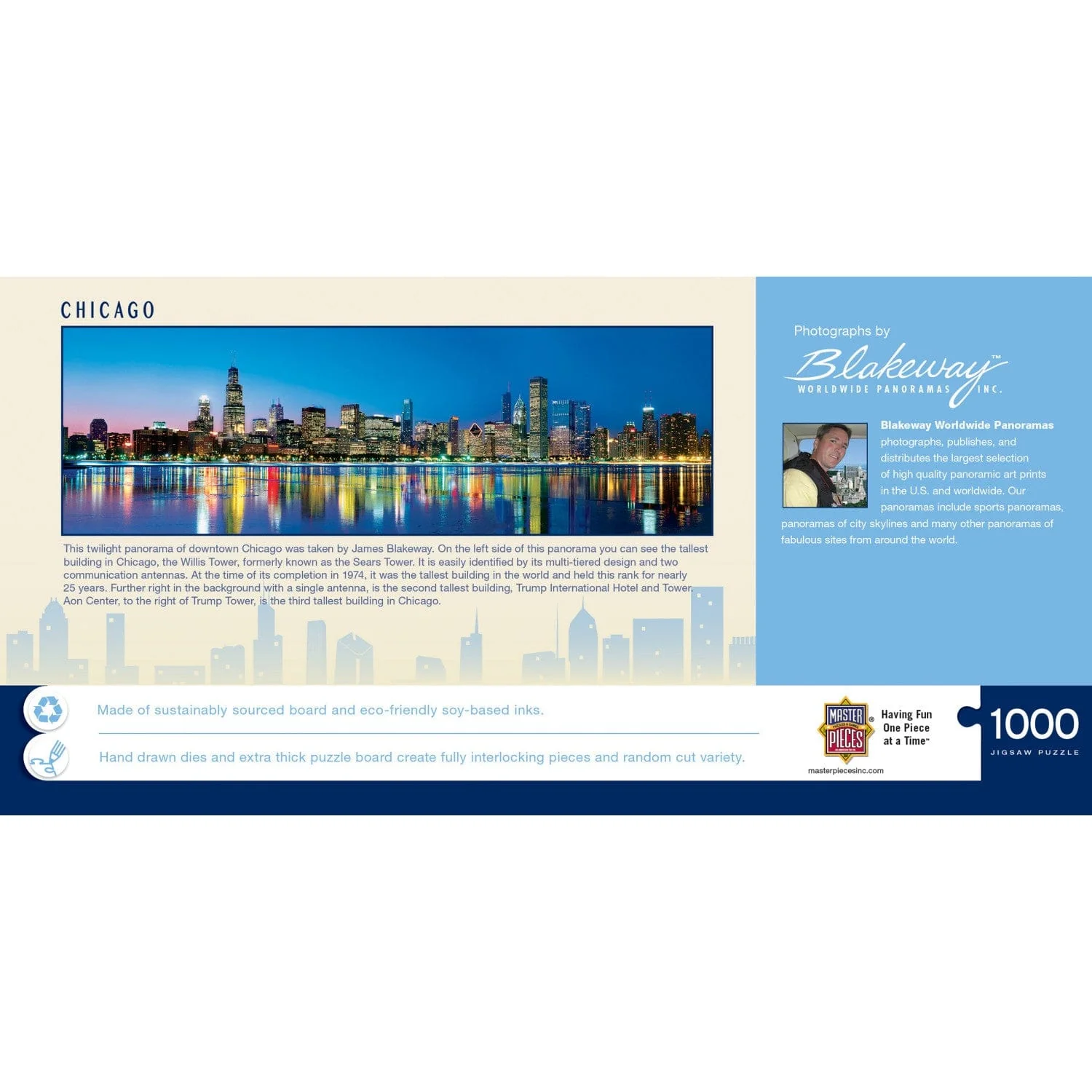 Chicago, Illinois 1000 Piece Panoramic Jigsaw Puzzle - Image 3