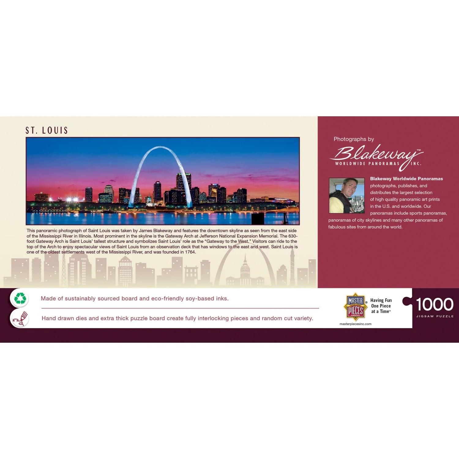 St. Louis, Missouri 1000 Piece Panoramic Jigsaw Puzzle - Image 3