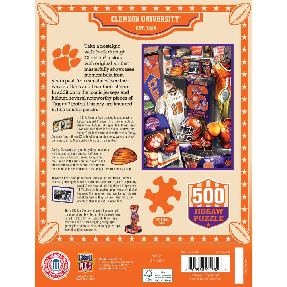 Clemson Tigers - Locker Room 500 Piece Jigsaw Puzzle - Image 3
