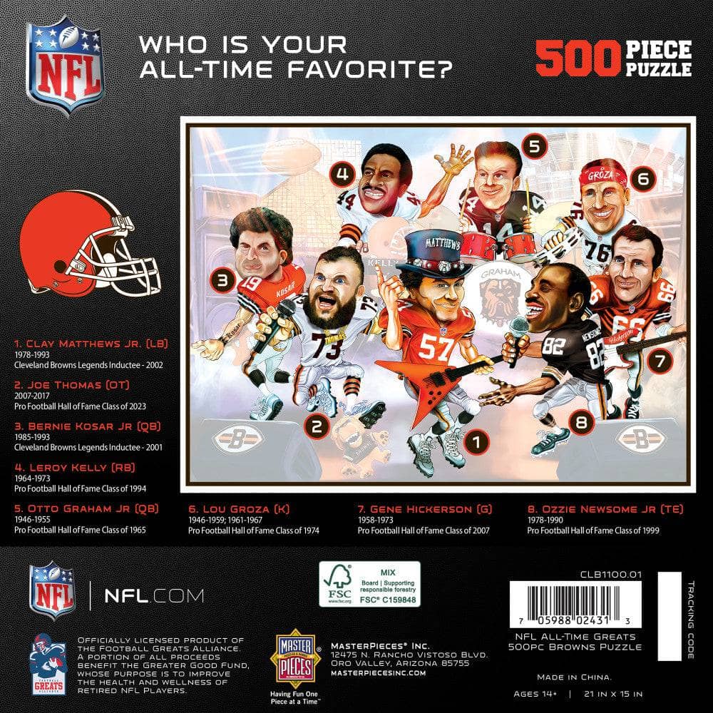 Cleveland Browns - All Time Greats 500 Piece Jigsaw Puzzle - Image 3