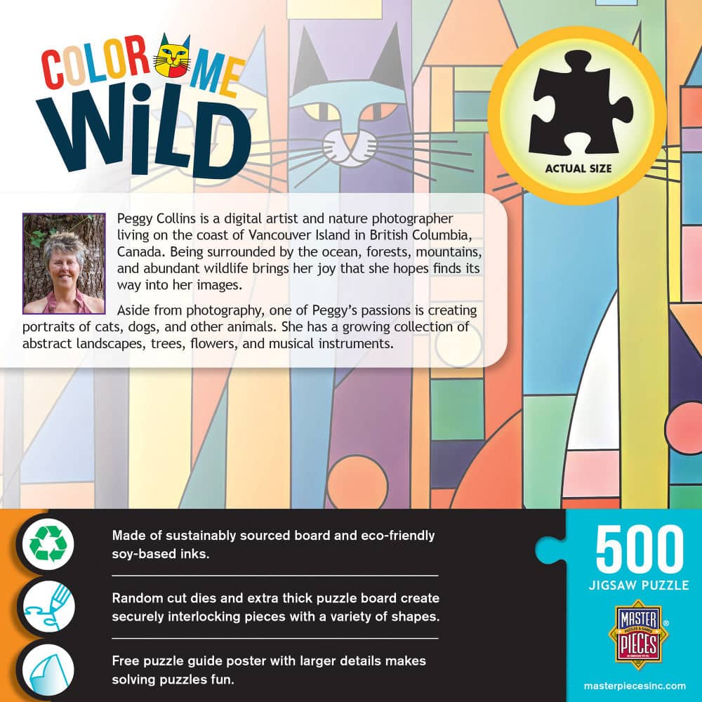 Color Me Wild - The Prowl Between Patterns 500 Piece Jigsaw Puzzle - Image 3