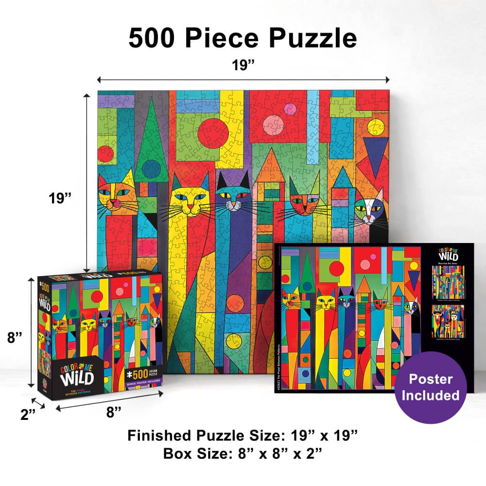 Color Me Wild - The Prowl Between Patterns 500 Piece Jigsaw Puzzle - Image 5
