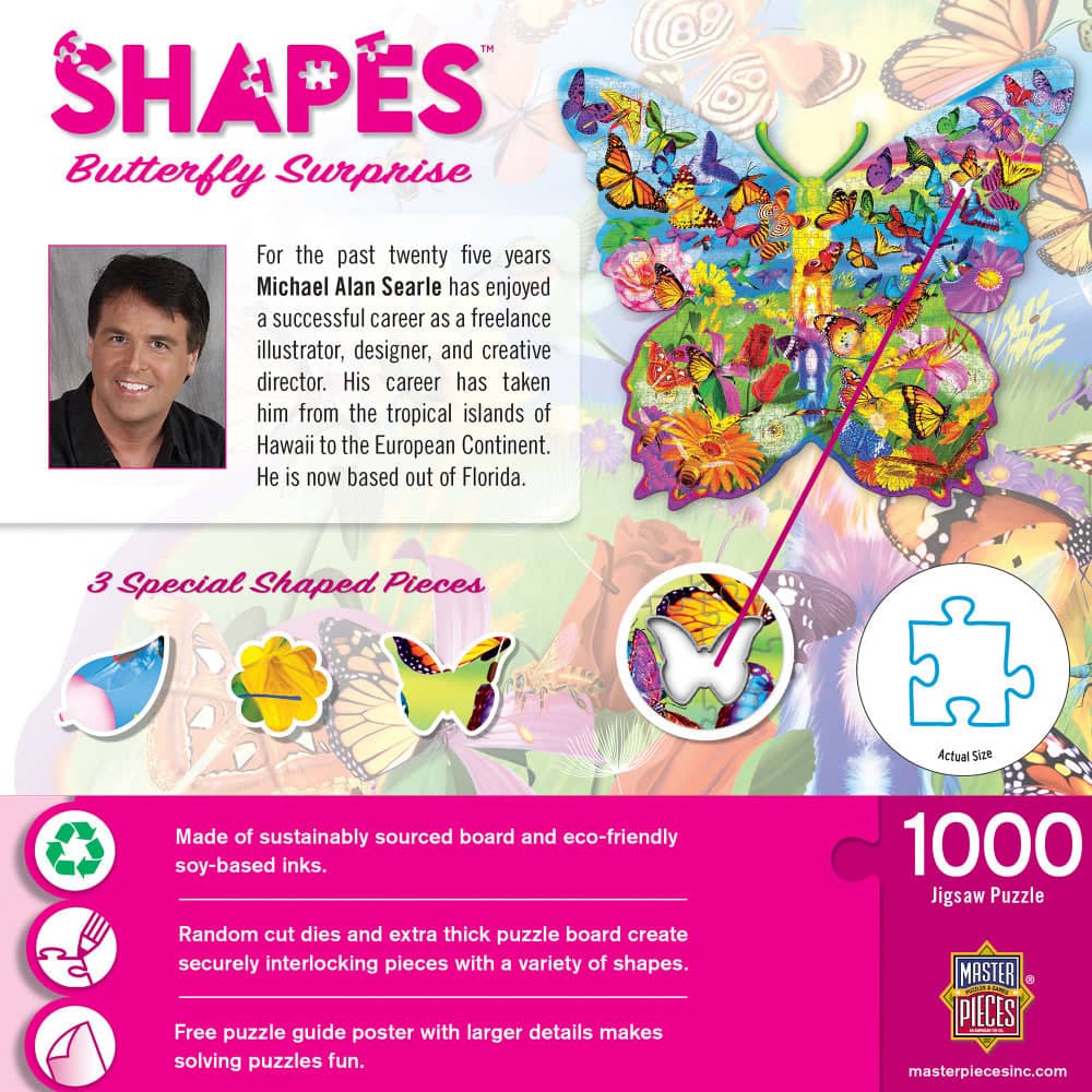 Shapes - Butterfly Surprise 1000 Piece Shaped Jigsaw Puzzle - Image 3
