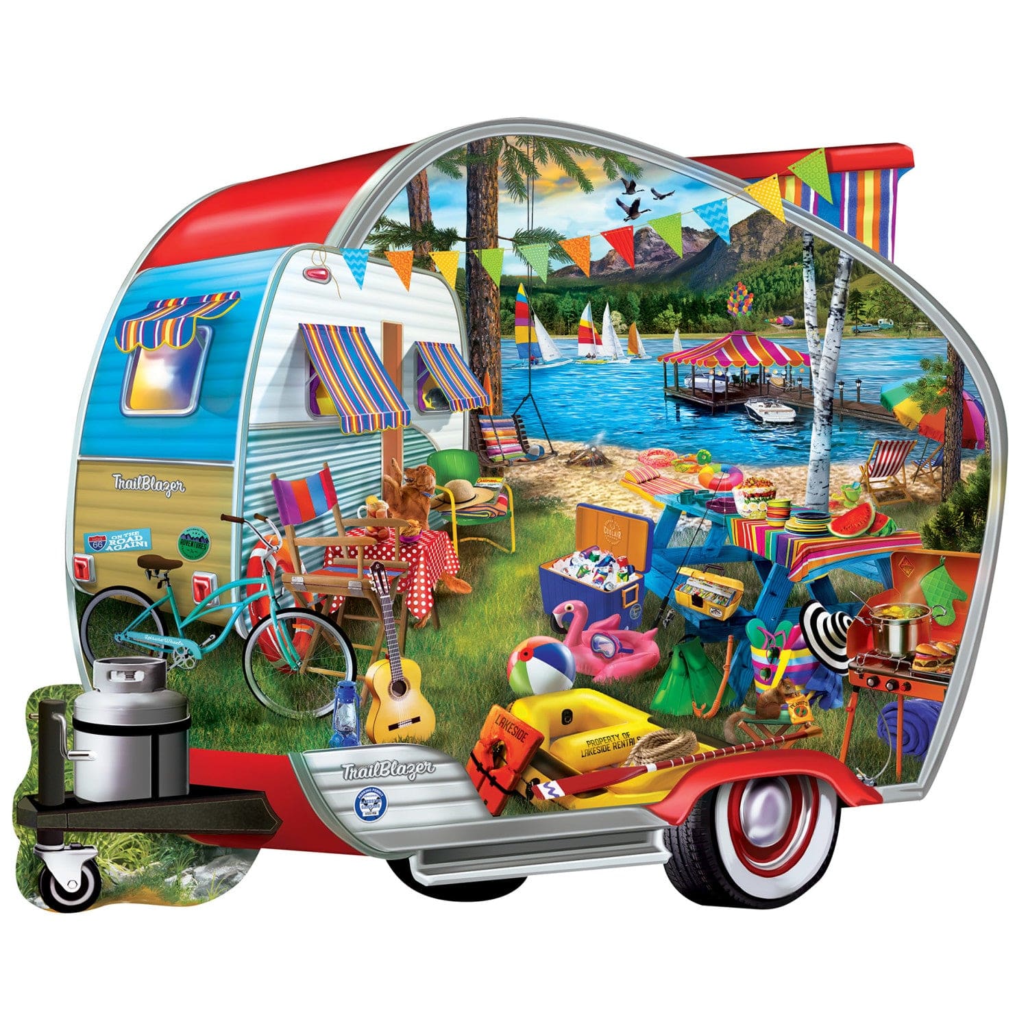 Shapes - Happy Campers 1000 Piece Shaped Jigsaw Puzzle - Image 2