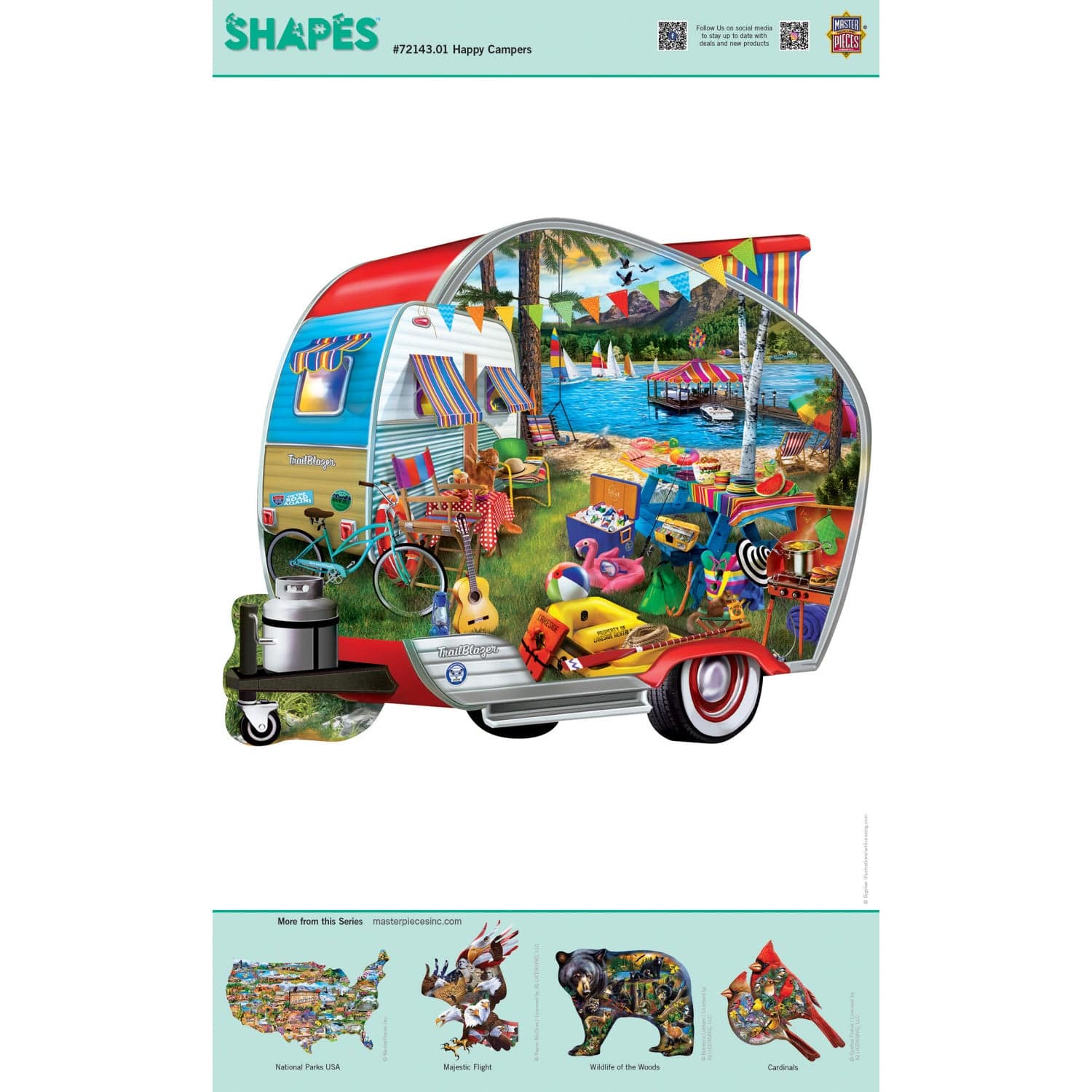 Shapes - Happy Campers 1000 Piece Shaped Jigsaw Puzzle - Image 4