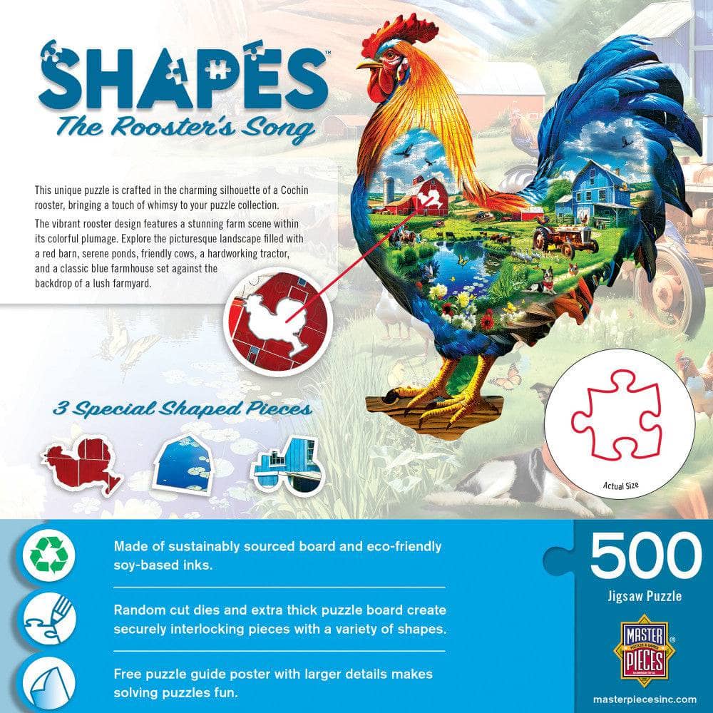 Shapes - The Rooster's Song 500 Piece Jigsaw Puzzle - Image 3