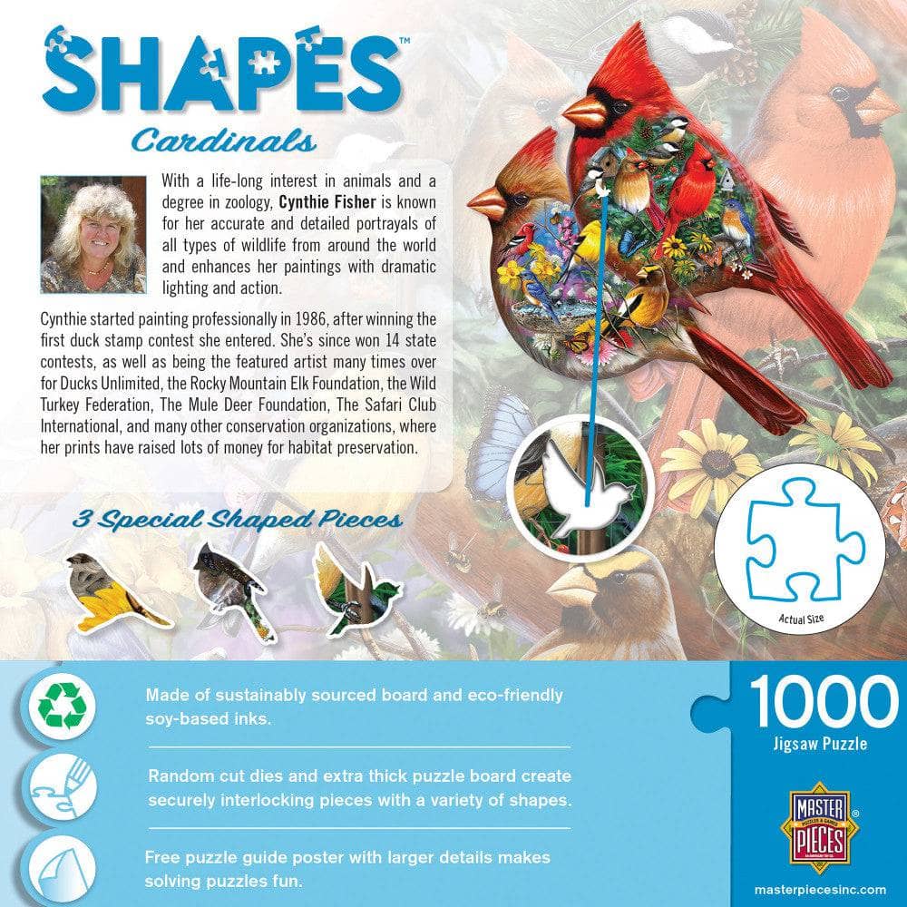 Shapes - Cardinals 1000 Piece Shaped Jigsaw Puzzle - Image 3