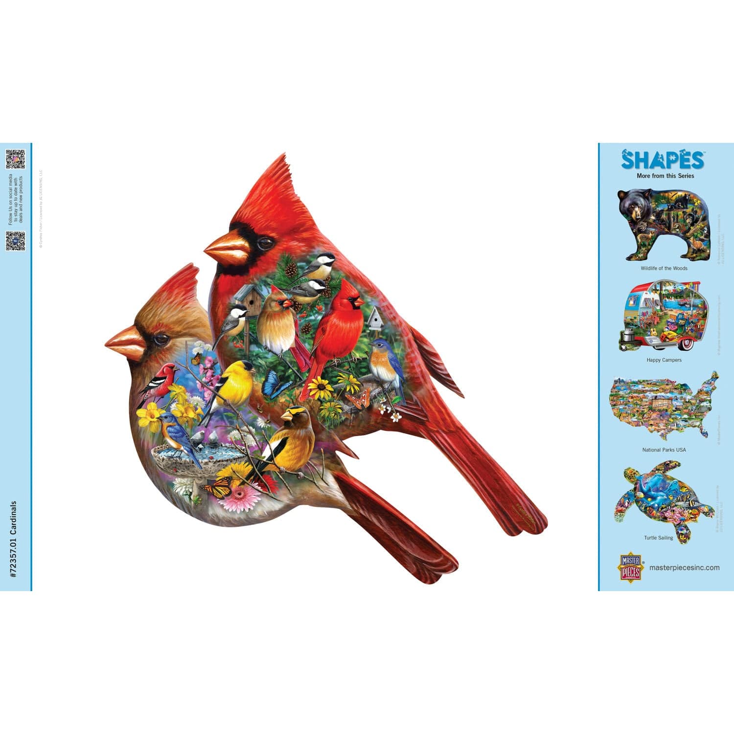 Shapes - Cardinals 1000 Piece Shaped Jigsaw Puzzle - Image 4