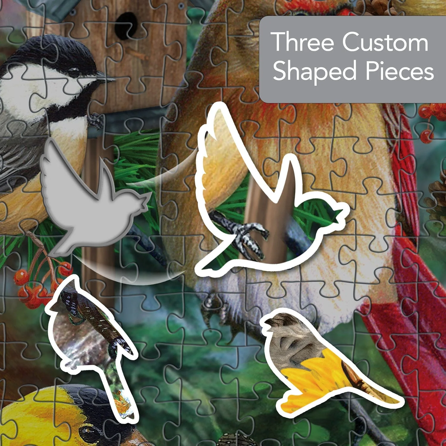 Shapes - Cardinals 1000 Piece Shaped Jigsaw Puzzle - Image 5