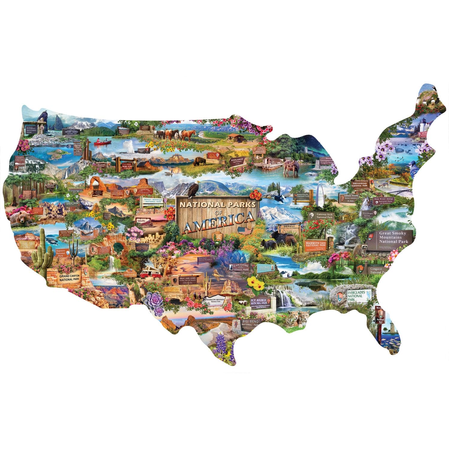 National Parks of America 1000 Piece Shaped Jigsaw Puzzle - Image 2