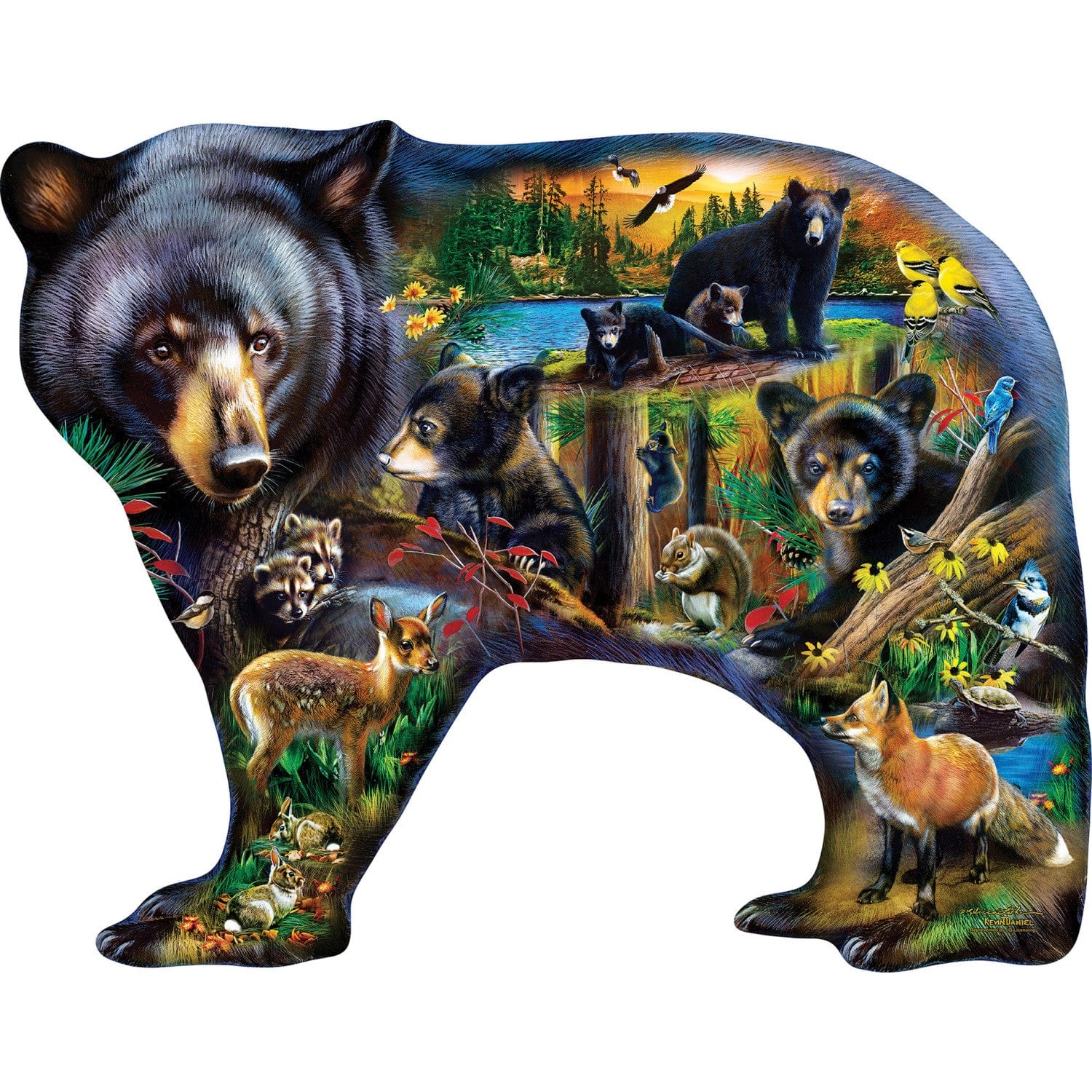 Shapes - Wildlife of the Woods 1000 Piece Shaped Jigsaw Puzzle - Image 2