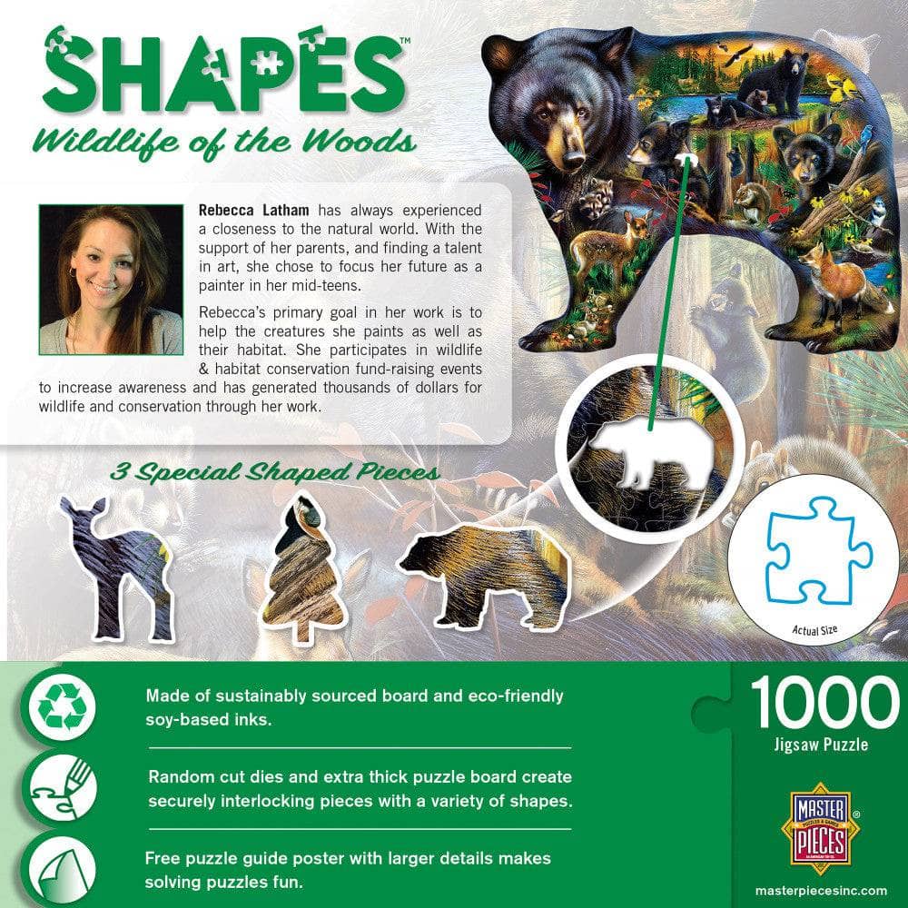Shapes - Wildlife of the Woods 1000 Piece Shaped Jigsaw Puzzle - Image 3