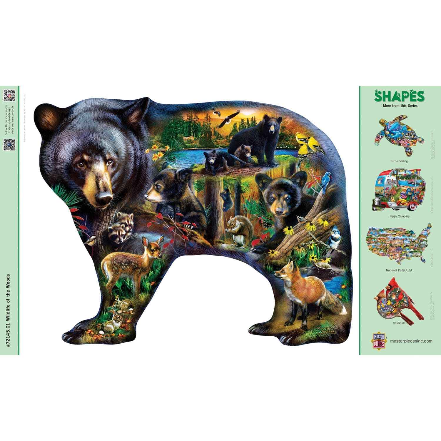 Shapes - Wildlife of the Woods 1000 Piece Shaped Jigsaw Puzzle - Image 4