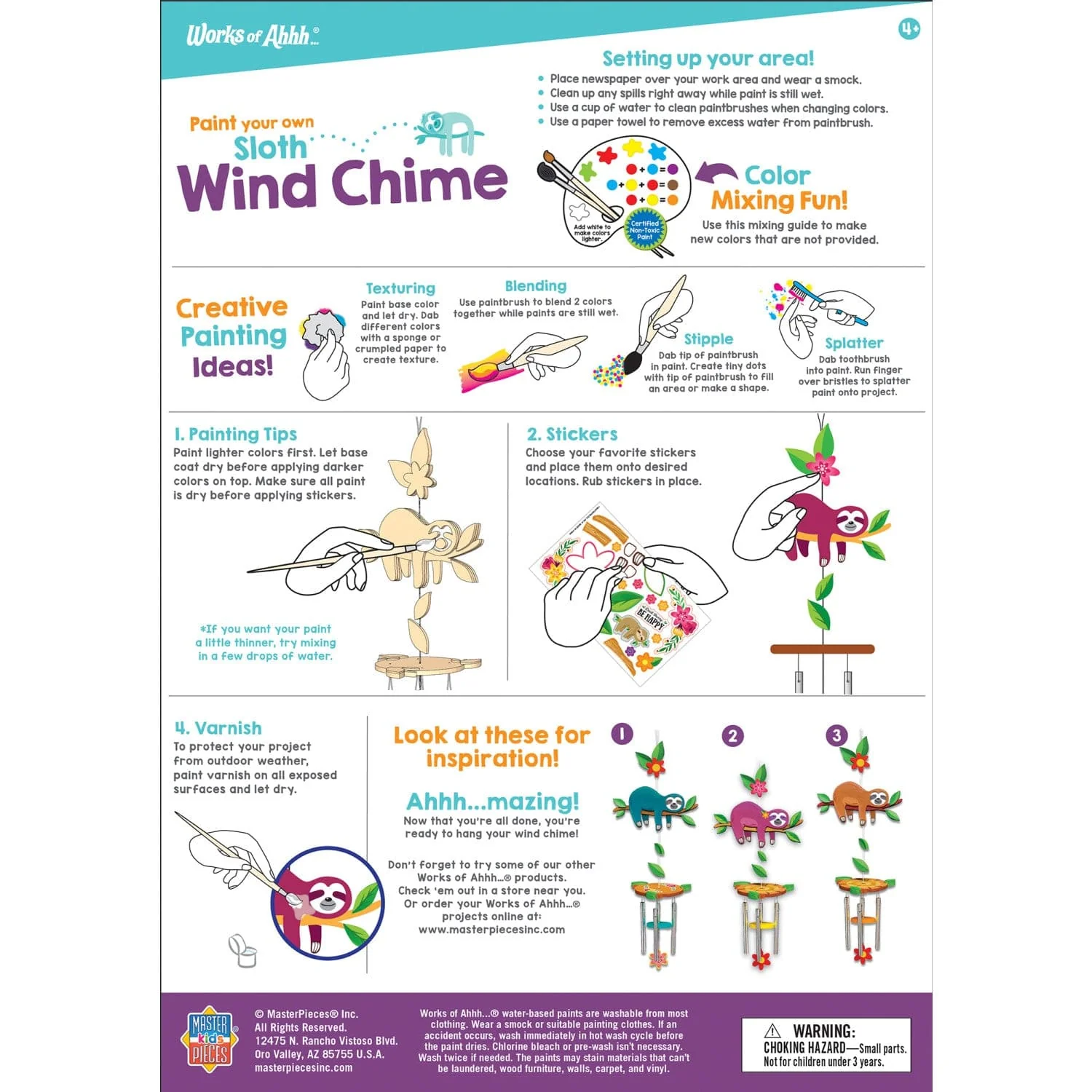 Sloth Wind Chime Wood Craft & Paint Kit - Image 4
