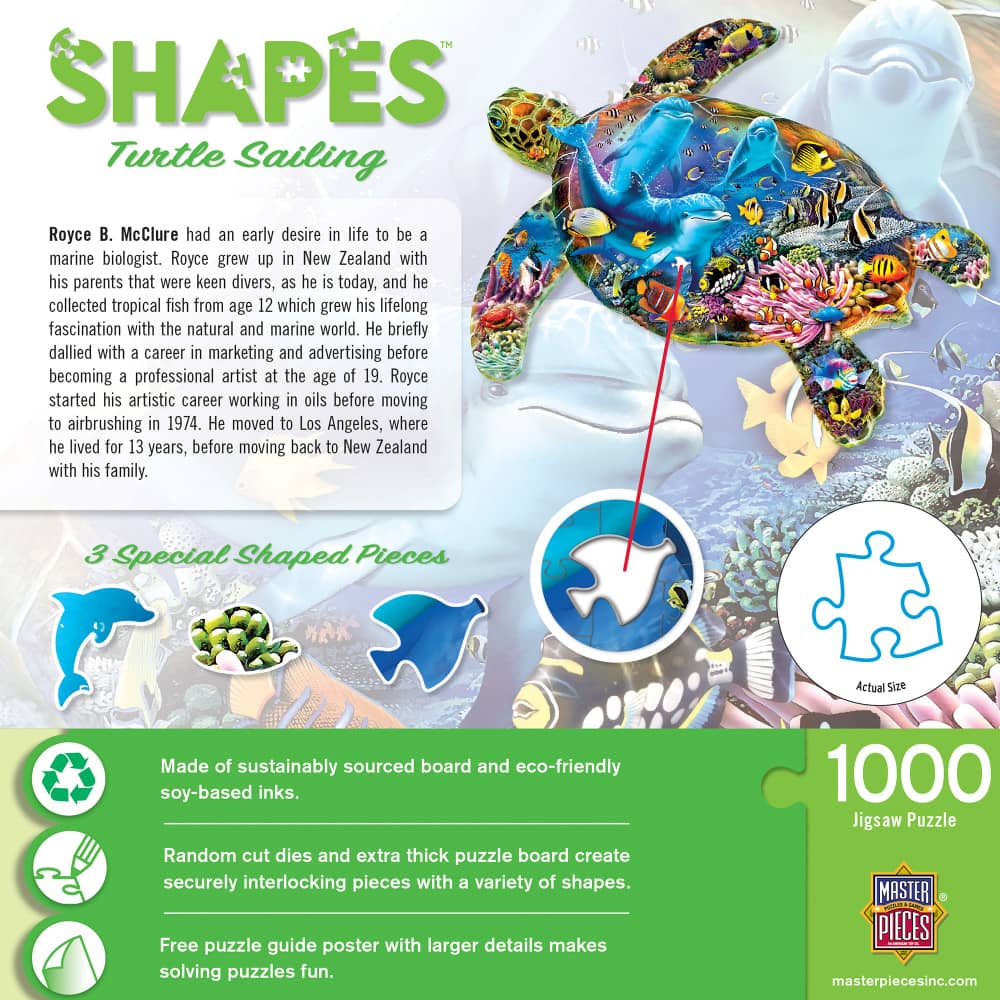 Shapes - Turtle Sailing 1000 Piece Shaped Jigsaw Puzzle - Image 3
