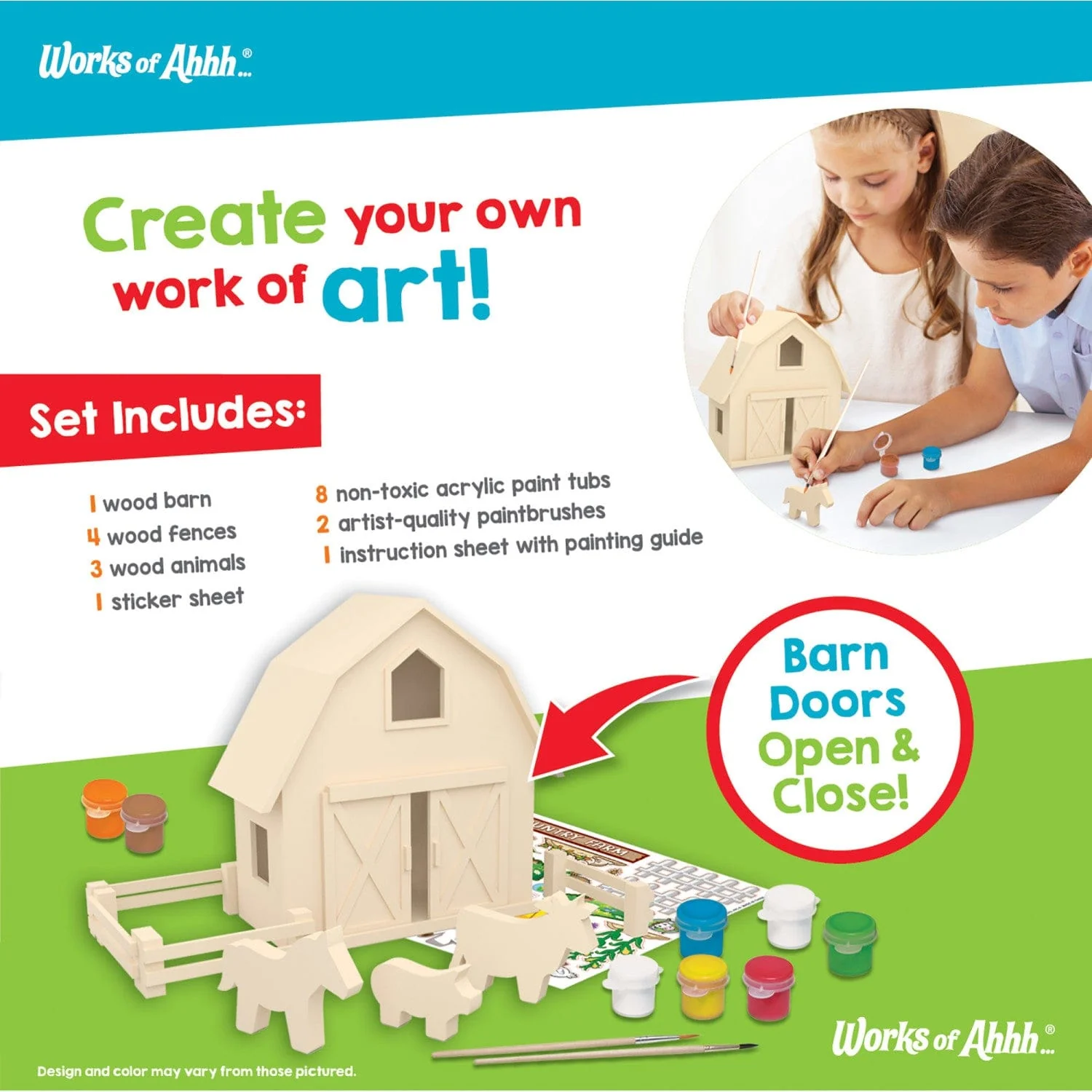 Country Farm Wood Wood Craft & Paint Kit - Image 3