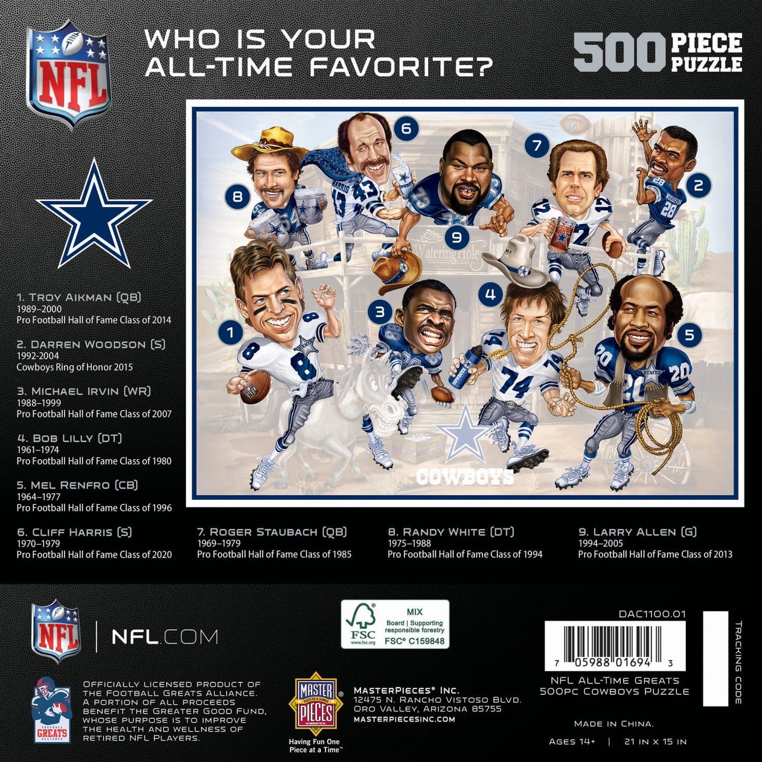 Dallas Cowboys - All Time Greats 500 Piece Jigsaw Puzzle - Image 3