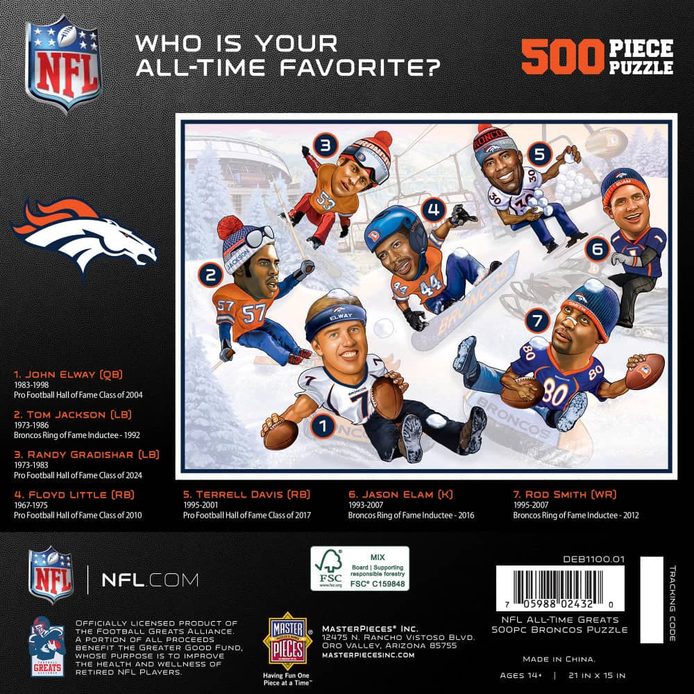 Denver Broncos - All Time Greats 500 Piece Jigsaw Puzzle - Image 3