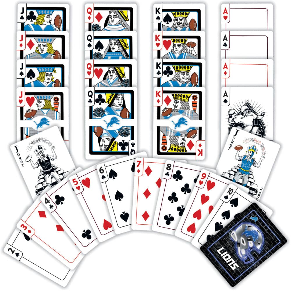 Detroit Lions Neon-Styled Playing Cards - 54 Card Deck - Image 2