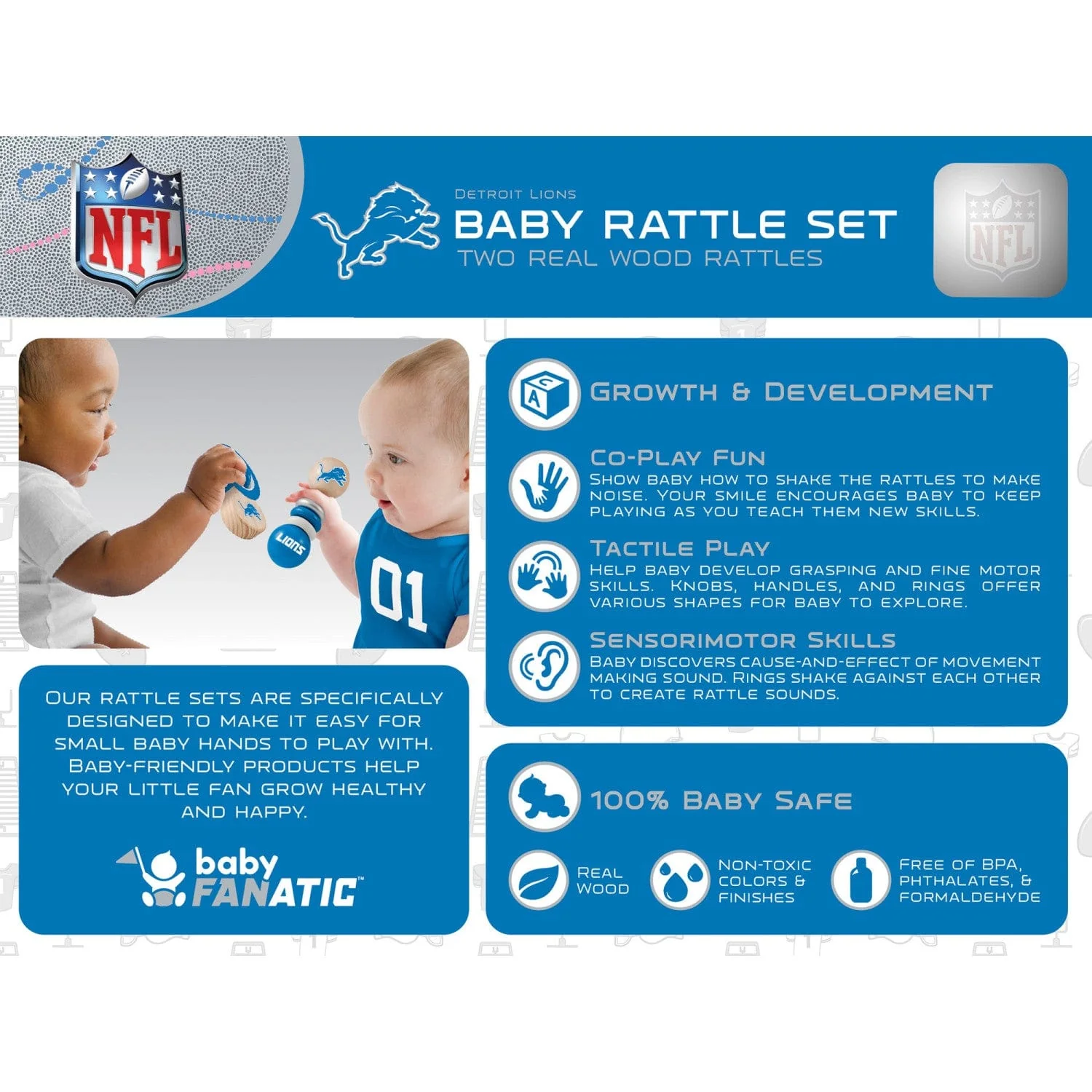 Detroit Lions - Baby Rattles 2-Pack - Image 3