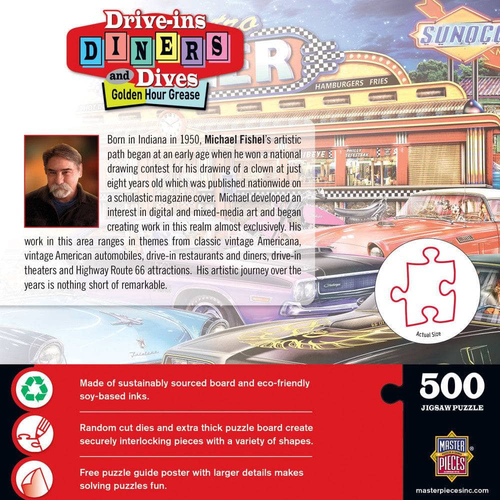 Drive-Ins, Diners & Dives - Golden Hour Grease 500 Piece Jigsaw Puzzle - Image 3