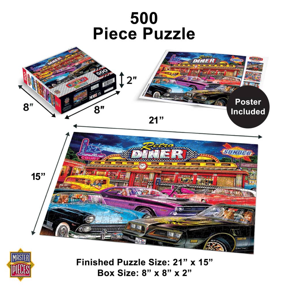 Drive-Ins, Diners & Dives - Golden Hour Grease 500 Piece Jigsaw Puzzle - Image 5