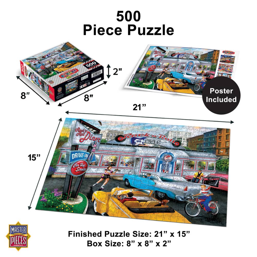 Drive-Ins, Diners & Dives - Rock & Rolla Diner 500 Piece Jigsaw Puzzle - Image 5