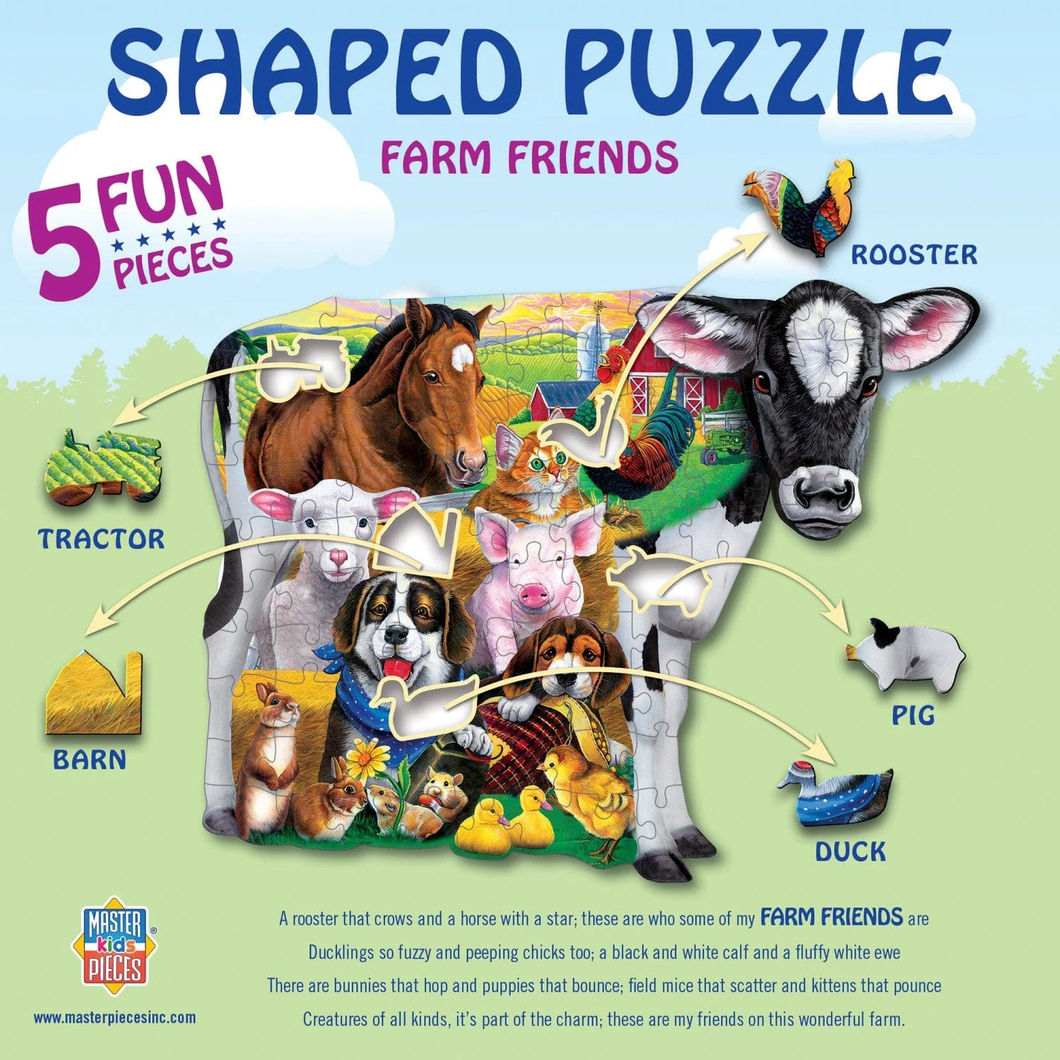 Farm Friends - 100 Piece Shaped Jigsaw Puzzle - Image 3