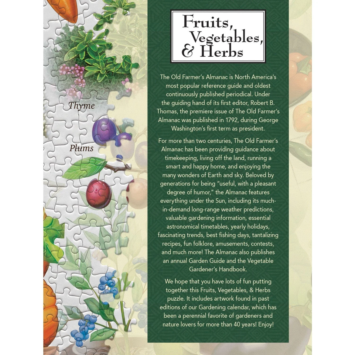 Farmer's Almanac - Fruits, Vegetables, & Herbs 1000 Piece Jigsaw Puzzle - Image 3