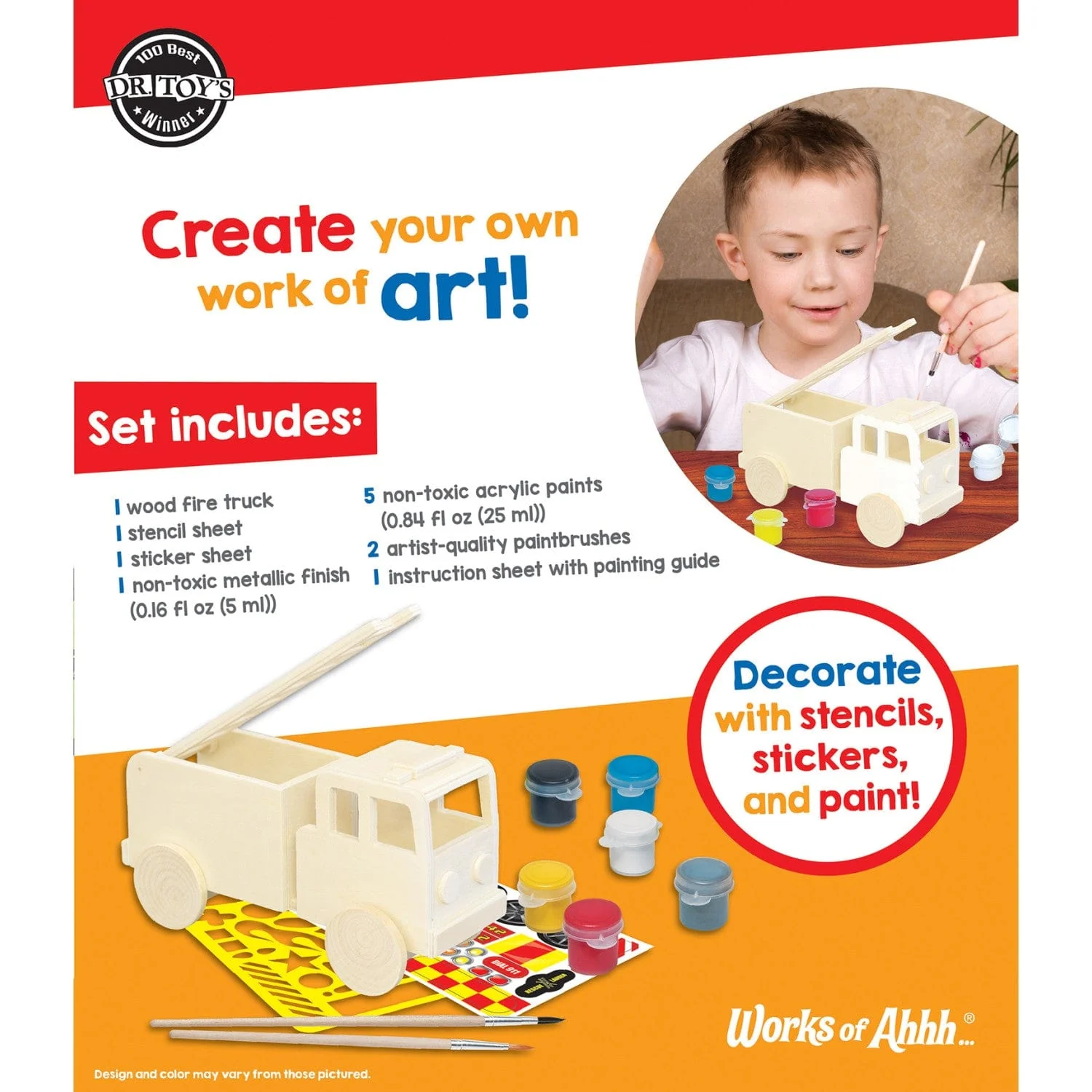 Firetruck Wood Craft & Paint Kit - Image 3