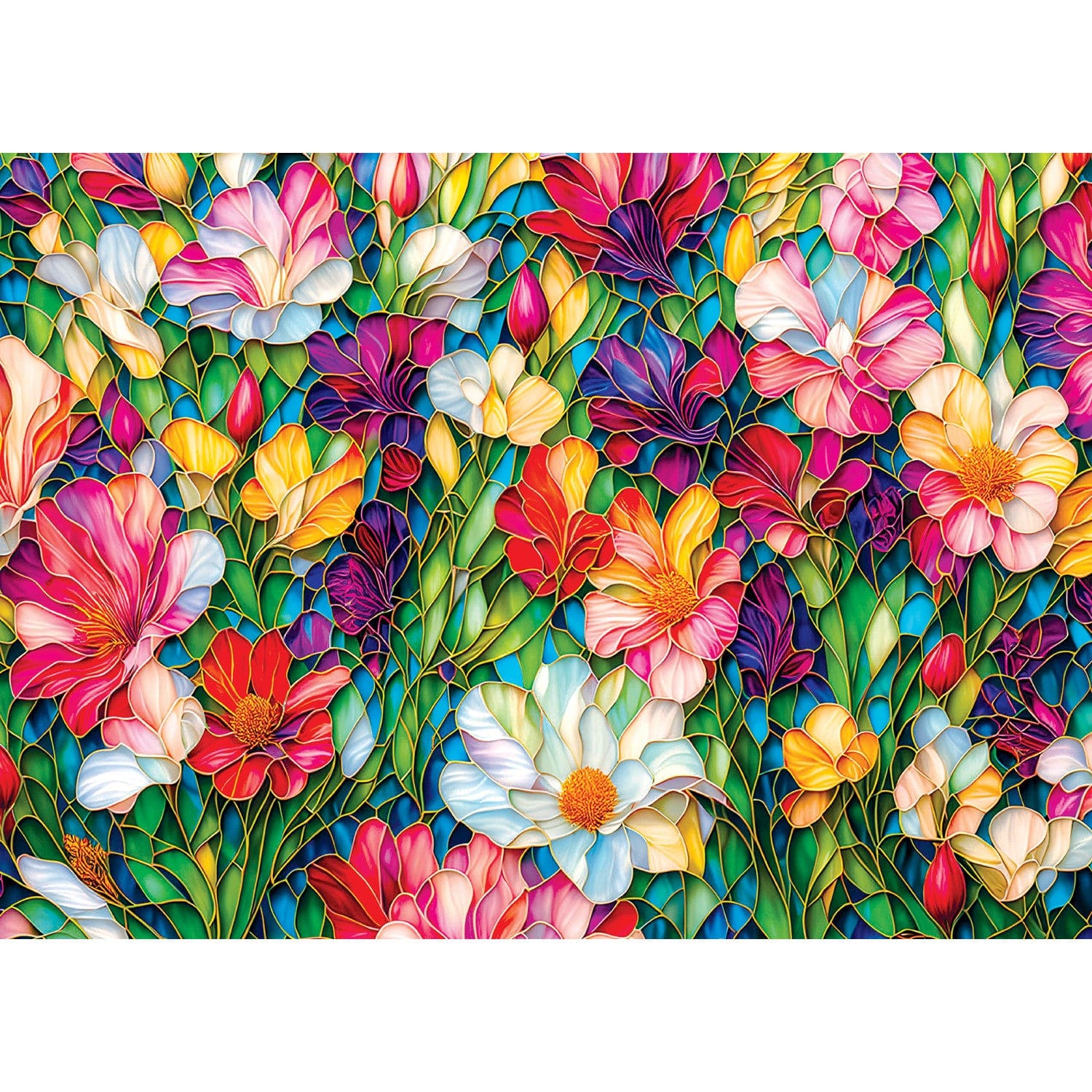 Stained Glass - Flowers in Bloom 1000 Piece Jigsaw Puzzle - Image 2