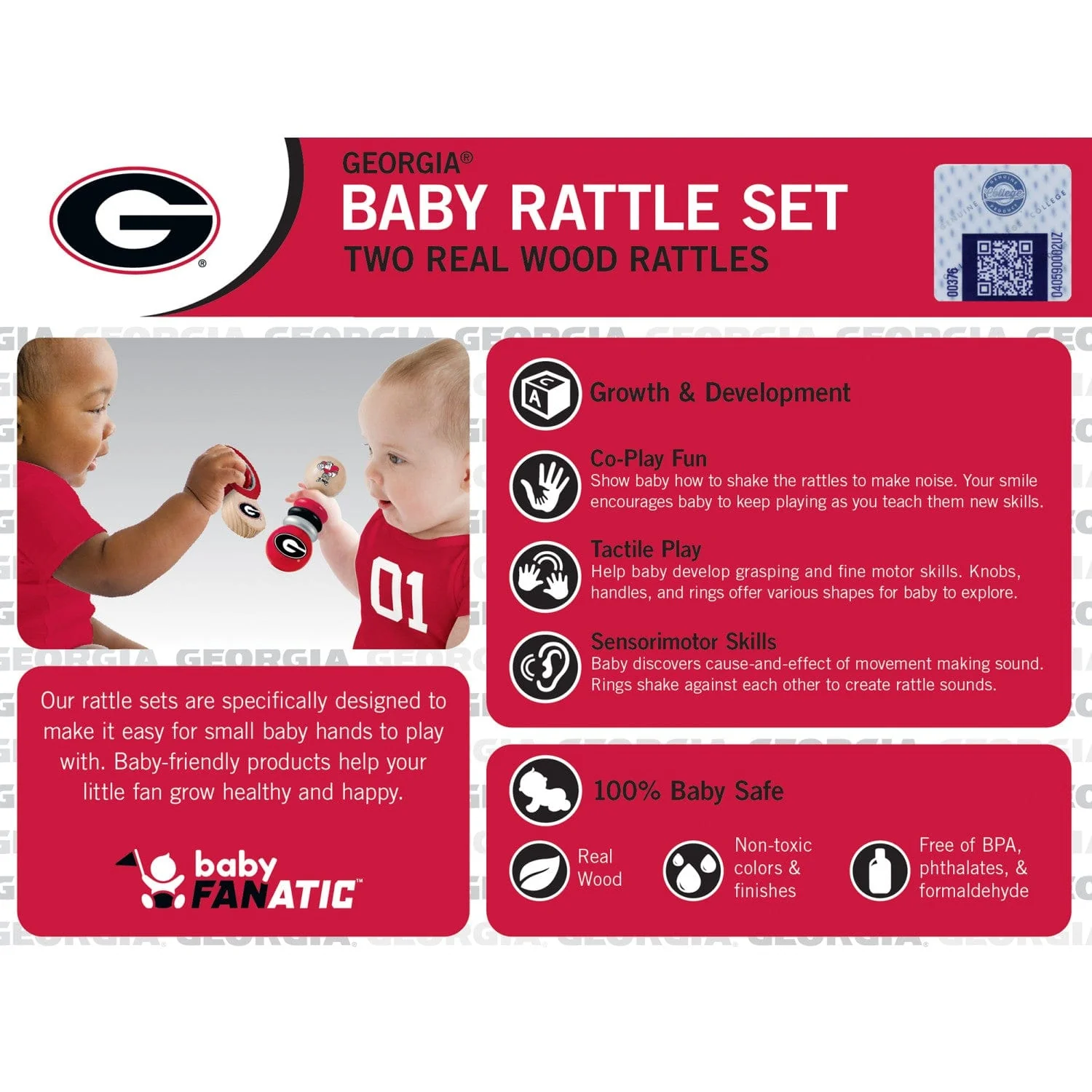 Georgia Bulldogs - Baby Rattles 2-Pack - Image 3