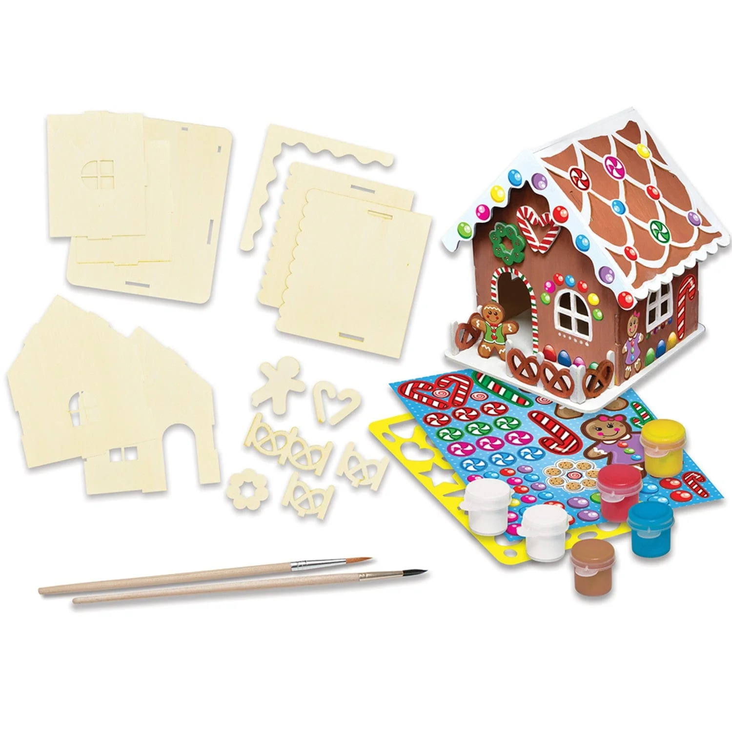 Holiday Craft Kit - Buildable Gingerbread House Wood Paint Kit - Image 2