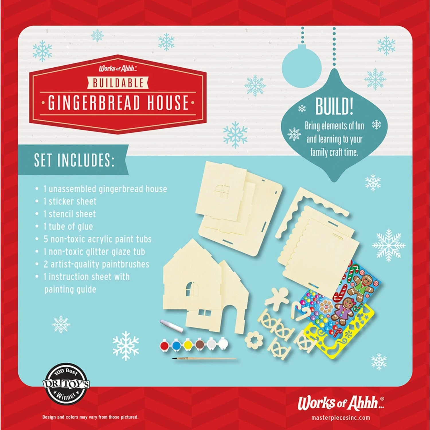 Holiday Craft Kit - Buildable Gingerbread House Wood Paint Kit - Image 3